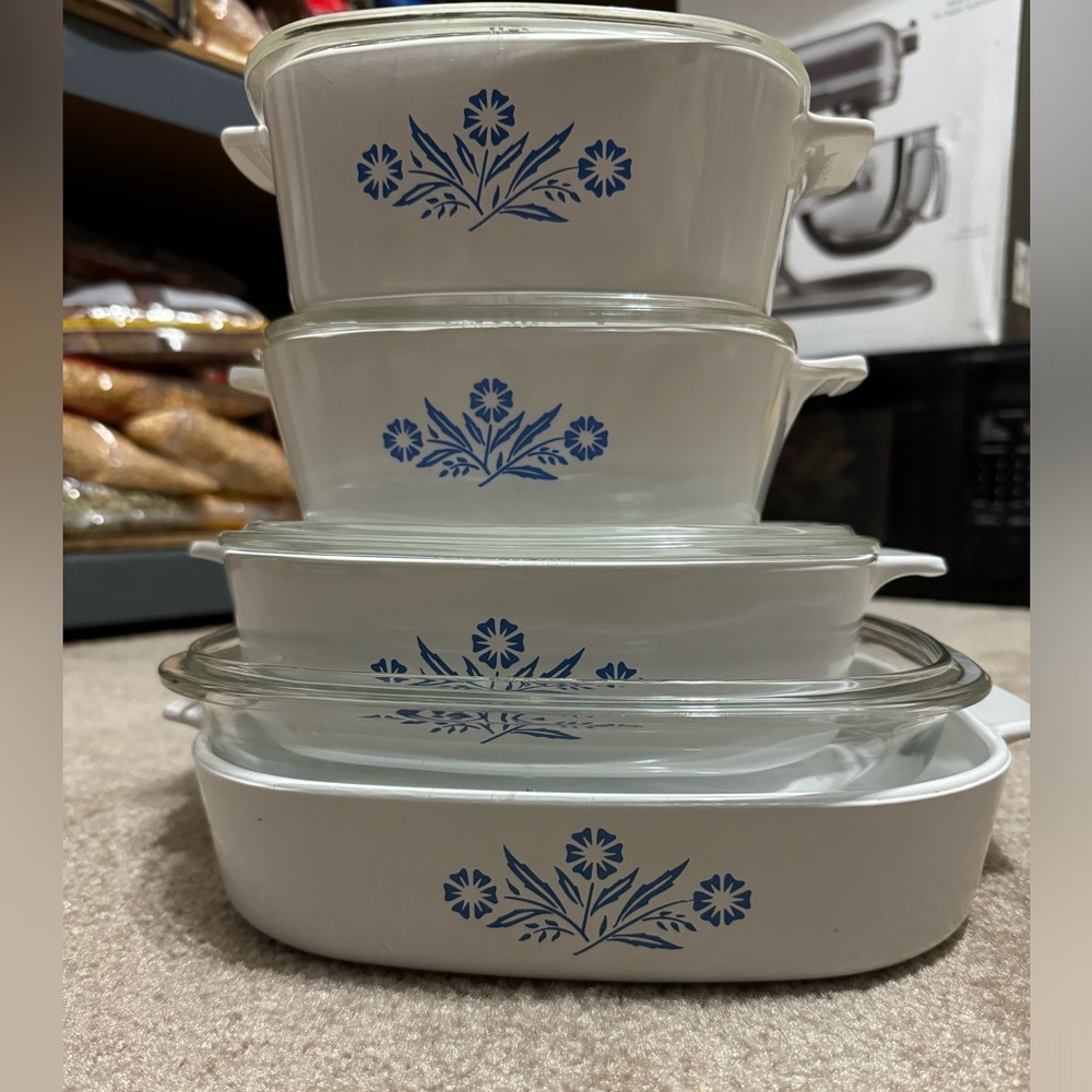 Set of 4 Corningware cornflower